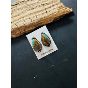 Elouise Kee Royston Water Drop Shape Turquoise & Sterling <b>Silver</b> <b>Stud</b> Earrings with Bezel Setting Post - Product Image 4