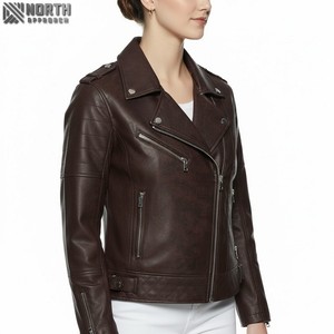 Nouveau Style femmes hiver en cuir véritable respirant décontracté veste en cuir meilleure vente personnalisable - Product Image 5