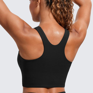 Sujetador de espalda cruzada recortada ajustada en color sólido, top de Yoga de secado rápido moderno y funcional para entrenamiento diario - Product Image 2
