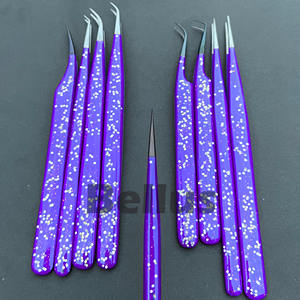 Pince à épiler enduite de poudre d'acier japonais de qualité supérieure outils à pointe pointue pour les ventilateurs de cils de volume et le placement individuel des cils - Product Image 1