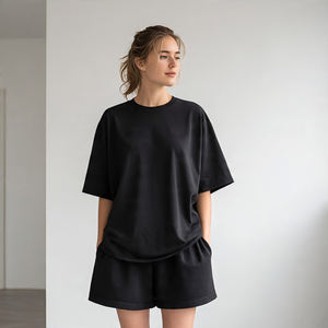 Conjuntos holgados de camiseta y pantalones cortos para mujer, conjuntos de pantalones cortos para correr Fitness Stone Wash, sudaderas, conjuntos de pantalones cortos Vintage para mujer - Product Image 3