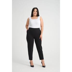 Pantaloni taglie forti neri con cerniera e elastico posteriore a004