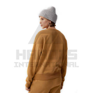 Sudaderas largas de algodón liso para mujer, sudadera de lana con hombros caídos Unisex, sudadera personalizada para mujer, Sudadera de cuello redondo - Product Image 2