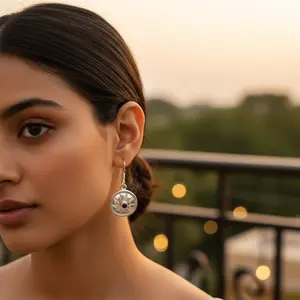 Women's 925 Silver <b>Dangle</b> <b>Earrings</b> Garnet Amethyst Pearl <b>Diamond</b> Cute Trendy Drop Style for Weddings Parties Christian Jewelry - Product Image 2