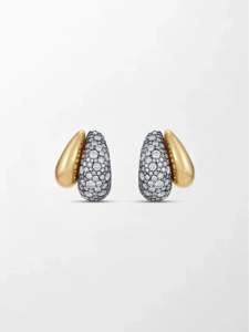 Pendientes Huggie Redondos con Diamantes Cultivados en Laboratorio Midnight Dome, 3.17 Ct, Color GH, Claridad VS, 190 Piedras, Oro Amarillo de 18K, Brillo Post-oscurecimiento - Product Image 1