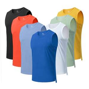 Camiseta sin mangas de talla grande para hombre, ajuste cómodo, punto transpirable, cuello redondo, estampado liso, suministro OEM para entrenamiento de adultos - Product Image 3