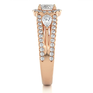 Iced Out 3 Stone Lab Grown Diamond Halo Accent Ring IGI Certified 18K White Gold Diamond Wedding Ring para mujer Joyería - Product Image 3