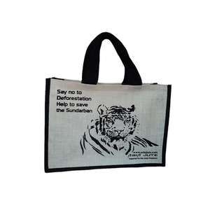 Bolso de mano de yute hecho a mano de alta calidad Ecológico 'Go Green' Tamaño personalizable Color Patrón de letra reutilizable Mejor precio para la venta - Product Image 3