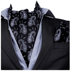 Ensemble de foulards en soie imprimés paisley noir et gris Exve Exclusive, origine Turquie, usage formel - Product Image 1