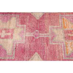 Vintage 2.9x11.3 ft Rug, <b>Runner</b> Turkish Rug, <b>Red</b> Solid Wool Rug - Product Image 4