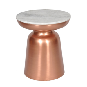 Mesa de Centro Redonda de Diseño Premium para Sala de Estar, Atractiva Superficie de Madera, Base de Mármol Pesado, Varilla de Metal, Decoración de Interiores - Product Image 6