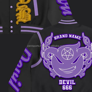 เสื้อแจ็กเก็ตบอมเบอร์ทีมเบสบอลผ้ากำมะหยี่ปักลายสำหรับผู้ชายเสื้อทีมโรงเรียนหนังสำหรับผู้ชาย - Product Image 6