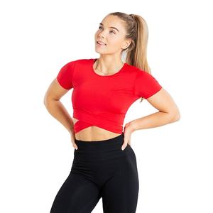 Nuevo Diseño, Precio de Fábrica al por Mayor, Camisetas Deportivas de Verano para Mujer, Cuello Redondo, Corte Ajustado, para Gimnasio y Entrenamiento - Product Image 1
