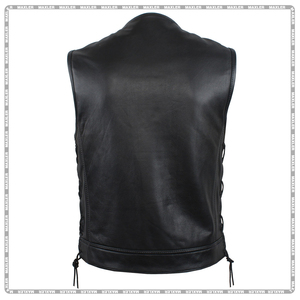 Chaleco de Cuero Profesional para Motocicleta, Chaleco de Cuero Vacuno Negro Perforado con Logotipo Personalizado, Ropa Exterior Informal de Invierno - Product Image 2
