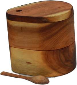 Caja de Especias de Madera de Acacia con Cuchara de Madera (Caja de Especias de Madera de Acacia de 2 Niveles con Cuchara de Madera 4.5x3.7x4.5) - Product Image 4