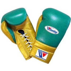 Winning <b>Lace</b> Up Boxing <b>Gloves</b> Green Gold Genuine Leather Professional Fight <b>Gloves</b> for Training Sparring Gym Use 8oz 10oz 12oz - Product Image 1