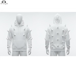 Sweat à capuche en polaire respirant à séchage rapide, écologique, avec logo personnalisé, design cornes, teinture unie, polyester/coton, pour homme - Product Image 6