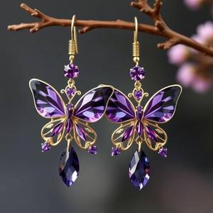 Pendientes de mariposa de Plata de Ley 925 antiguos Vintage hechos a mano Calcedonia azul Natural para mujeres para fiestas - Product Image 4