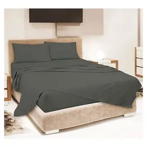 Lenzuolo ricamato con stampa a colori nero scuro 2024 semplice 100% cotone organico più venduto di articoli per letto di lusso