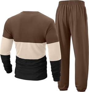 Ensemble de survêtement 2 pièces pour homme, tenue de détente et pantalon de jogging décontracté, blocs de couleur - Product Image 5