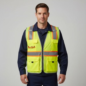 Gilet de sécurité en maille polyester haute visibilité classe 2 ANSI, logo personnalisé, étanche, avec éclairage LED pour les travailleurs du bâtiment - Product Image 4