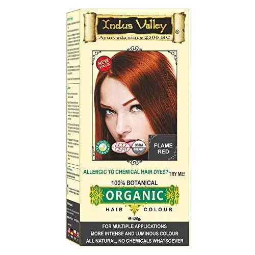 Bio Organic Flame Red Botanical Hair Colour Powder PPD Free Non Allergic 100% Herbal Hair Dye Colour - Halal Certified organic
