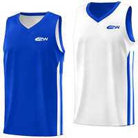 Maillot de basket sans manches SPW bleu à col en V, débardeur en mesh respirant pour adultes, unisexe, toutes saisons, vêtements de sport