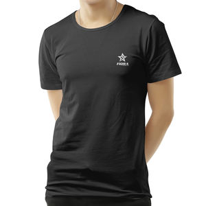 Venta caliente personalizado su logotipo de la marca 100% algodón de punto cuello redondo manga corta transpirable respetuoso con el medio ambiente camisetas de los hombres - Product Image 2