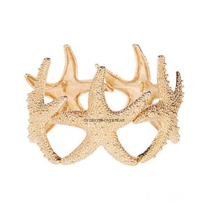 Anillos de Servilleta Decorativos para Mesa de Hotel y Restaurante, Diseño de Estrella de Mar, Chapados en Oro de Alta Calidad, Fabricados en Aluminio Fundido - Product Image 1