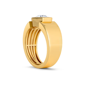 Stylish <b>Mens</b> Yellow Gold <b>Ring</b> Featuring Marquise Cut Lab Grown Diamond with Bold Hexagon Setting <b>for</b> Modern Fashion - Product Image 3