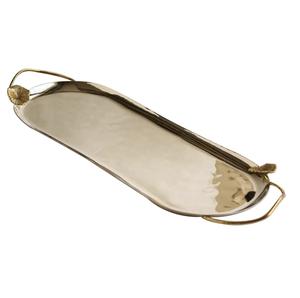 Top Trending Hecho a mano Decorativo Comida rápida Servir Bandeja de metal de latón Borde en relieve Bandeja decorativa para servir - Product Image 6