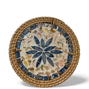 Mother of Pearl <b>Placemat</b> with Natural <b>Rattan</b> Texture for Calm Dining and Home Decor From Vietnam - Product Image 1