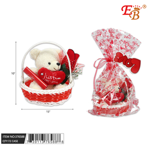 11.4X8.5X15 Cesta de regalo temática de oso para el Día de San Valentín 72PCS/CS - Product Image 1