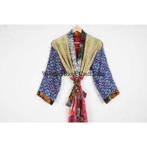 Kimono de Seda de Lujo, Ropa de Estar por Casa, Regalo, Estilo Boho, para Festivales, Verano, Sexy, Hecho a Mano, Vintage, Sari, Manga 3/4, Secado Rápido, Pareo de Playa - Product Image 2