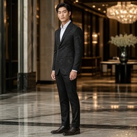 Costume homme noir jacquard floral, fermeture à pattes de grenouille, revers cranté, poches plaquées, style chinois, costumes de soirée formels pour homme, sur mesure MTM