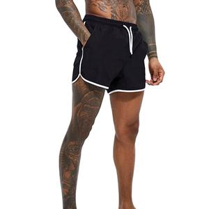 Shorts de bain pour hommes 2026 OOEM, vente en gros, personnalisés, unis, à la mode, avec cordon de serrage, deux poches, ourlet incurvé, en polyester et élasthanne, très demandés - Product Image 2