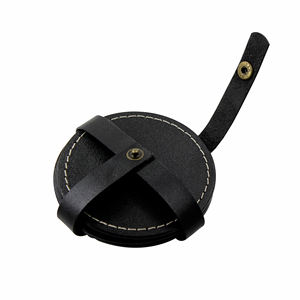 Posavasos de cuero negro de proveedor mayorista indio, juego de 5 posavasos decorativos de mesa, posavasos de cuero de calidad superior a la venta - Product Image 3