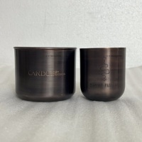 Jars à bougies de luxe en cuivre antique, acier inoxydable et laiton, gravés avec un logo personnalisé, vides, pour la fabrication de bougies
