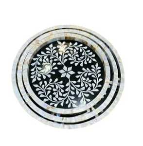 Opulent Horizon Handmade MOP & Bone Inlay Tray Bespoke Luxury Tray for Dining, Kitchen, Hotels, and Ramadan/Eid Presentations - Product Image 2