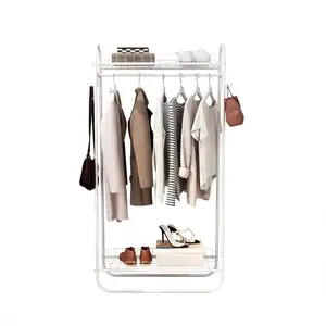 Curved Sled Style Legs Clothes Rack Hang Garments From Its Rod And Two Hooks Rest Everything From Shoes To Deco Items On Shelves