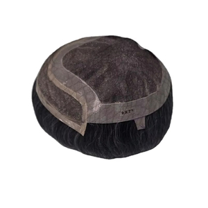 Peluca de Cabello Humano con Encaje Frontal Mono, Cabello Chino Virgen Remy, Parches de Cabello, Lacio Rizado, Ondulado Profundo, 1b+gris - Product Image 5