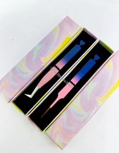 Alta calidad, volumen ruso, revestimiento en polvo de doble Color, lado trasero recto, recorte de corazón, pinzas de extensión de pestañas, herramientas de belleza - Product Image 1