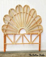 Cabecero de mimbre hecho a mano con diseño floral, de pavo real, hecho a mano, muebles de dormitorio principal de mimbre de Vietnam
