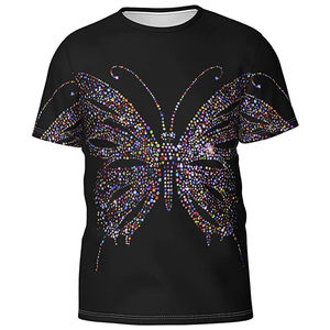 Hombre Hip Hop Rhinestone camiseta hombres peso pesado camisetas marca Rhinestone Camiseta 100% algodón, camiseta para hombres, ajuste suelto, impreso - Product Image 4