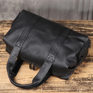 Grand sac polochon en cuir véritable avec fermeture éclair-Unisexe Voyage Gym & Usage quotidien Grande capacité Résistant à l'eau - Product Image 6