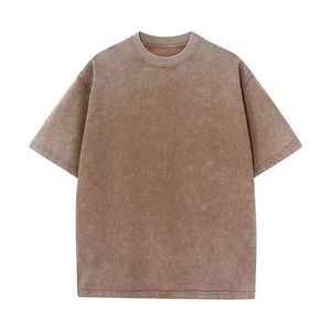 T-shirt ample et oversize pour homme, 100 % coton, impression personnalisée, uni, délavé à l'acide, t-shirt délavé à la pierre, vêtements vintage, sans marque - Product Image 2