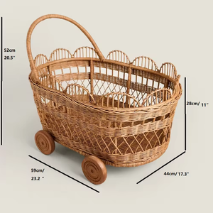 Handmade Rattan Woven Pushcart and Storage <b>Baskets</b> - Product Image 5