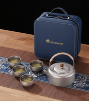 Ensemble de tasses à thé en titane pur, léger, écologique, portable, pour le camping en plein air, avec un design minimaliste et un coffret cadeau de luxe