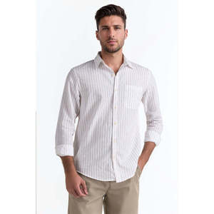 Cotton Linen Casual <b>Shirt</b> MN-CS-SS24-005 <b>Long</b> <b>Sleeve</b> Hooded with <b>Striped</b> Pattern Breathable Poplin Fabric Sizes up to 6XL - Product Image 3