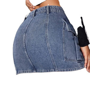 Bas en jean taille haute pour femme, tissu fin d'été, détail bouton métallique, vêtement long élégant, boutique de vêtements - Product Image 2